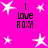 Bright pink background with white star shapes and repeated text "I love ROX!" in black pixelated font.