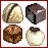 Four pixelated chocolate candies in a on white background, next to text reading "LIFE IS LIKE A BOX OF CHOCO - LATE" with red heart and cross symbols