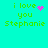 Green pixelated text 'i love you Stephanie' on cyan background with pink heart and dot animations.