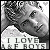 A grayscale animated icon shows a person with short hair wearing a white shirt, smiling while holding their head in both hands against a background of small heart shapes.