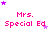 Pixelated icon with pink text 'Mrs. Special Ed' and purple stars in various positions across three