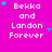 A bright pink background displays repeated text "Bekka and Landon Forever" with scattered blue and purple stars, showing animation changes in star positions across frames.