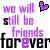 Animated contact sheet of a friendship-themed buddy icon with repeating text and heart symbols in purple, white, black, and gray colors.