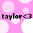Pink background with white polka dots and repeated black text 'taylor<3' in two
