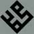 Black geometric symbol on light gray background with pixelated edges and checkerboard transparency pattern.