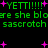 Green pixelated text and pink plus signs on a black background with repeated phrases.