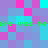 Pixelated of cyan, purple, and pink squares with green text repeating 'aire was heire was he' across two