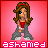 Pixelated doll icon with brown hair and red headband, wearing red top and gray pants, standing against pink background with 'ashamed' text below.