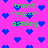 Pixelated icon with bright pink background, blue heart shapes scattered throughout, and green text reading 'trent', 'xoxo', and 'ashley' in repeating patterns.