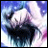 A 48x48 pixel buddy icon featuring a stylized anime character with flowing dark hair against a blue and white gradient background, paired with text reading "Anime IM" on the right side of a contact sheet layout.