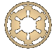 Circular and oval-shaped metallic objects with cut-out patterns, displayed in multiple views including front, side, and edge perspectives.