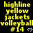 Yellow text on black background displays repeated phrases and symbols in a with one gray rectangle visible
