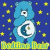 A 3x3 contact sheet of a Care Bear animation frame showing the Bedtime Bear character in blue with a moon-and-star belly emblem on a starry night background, repeated across all frames without visible motion changes.