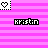 A 4-frame animated contact sheet showing a pink and white striped background with heart icons and the name 'KRISTIN' in pixelated text across four frames.