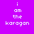Pixelated text 'i am the karagon' on purple background with green highlight bars shifting across words.