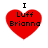 Four red heart-shaped icons with black text "I Luff Brianna" arranged in a , each displaying slight variations in pixelation and color saturation