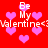 Red background with pink hearts and repeated white text "Be My Valentine<:Valentine<" in pixelated font.
