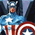 A pixelated contact sheet showing two frames of an animated Captain America icon with a green text overlay reading "Original Icons .com" on the right side.