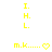 Yellow text and symbols on white background with gray bottom-right corner, showing animation changes in heart and arrow shapes.