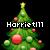 Pixelated holiday-themed icon with a green Christmas tree, a dog wearing a Santa hat, and a cartoon character with text overlays.