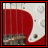 Red and white electric guitar body with visible strings and pickups, displaying sequential text overlays.