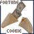 Animated contact sheet of a fortune cookie icon showing dollar bills inside with text labels, arranged in 3x3 grid across seven frames.