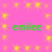 Pink background with yellow starburst patterns and four green 'emilee' text instances arranged in a
