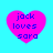 Four identical pink heart-shaped icons with blue text "jack loves sara" on a cyan background, arranged in a