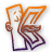 Animated contact sheet of a cartoon character icon with orange and purple outline, white fill, and smiling face across 11 frames showing wing-like appendage movement.
