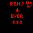 Red pixelated text and symbols on black background, with one version showing a heart symbol replacing the 'O' in 'PBNJ'.