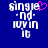 Blue background with white pixelated text reading "single -nd- luvvin it" and a pink heart symbol replacing the 'o' in "single" on the left side.