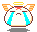 Pixelated angel icon with orange wings, yellow halo, red bow, and blue tears; four variations show mouth and eye changes.