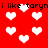 Red background with white pixelated hearts and repeated black text reading "i like taryni" in two horizontal bands.