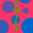 A static image with a bright pink background featuring scattered blue and purple circles, two vertical green text spelling 'EMILY' on the left and right sides