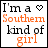 Four square display text 'I'm a Southern kind of girl' with heart symbols changing from white outline to orange fill and black fill across the sequence