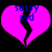Two identical pink broken heart shapes with blue text on black background, each displaying 'sosssy syd' in pixelated font.