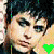 Animated contact sheet of a person with dark hair and heavy eye makeup in six frames showing subtle facial expression changes, each frame featuring a green heart symbol on the right side against a light background.