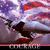 Animated icon shows a dark silhouette of a figure holding a sword against an American flag background with red and white stripes, blue field with stars.