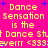 Pixelated yellow text on bright pink background with blue star accents, repeating 'Dance Sensation is the Dance stJ Dance stJ' and '<333>verr' in a pattern