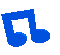 Four blue musical eighth notes arranged in a on gray background, each note with distinct pixelated edge variations across observations