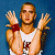 A pixelated buddy icon featuring a person in a white tank top with arms raised against a blue background, next to green text reading "Original Icons .com" on a dark green background.