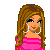 Pixel art contact sheet showing a female character in pink and white shopping attire across multiple frames with text elements like 'Shopping' and 'My Anti - Drug'.