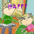 Animated pixel art of two cartoon characters with text changing from 'HAPPY' to 'BIRTHDAY' to 'LOLA<3' over a light blue background.