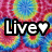 Pixelated rainbow tie-dye background with white text reading Live❤️ Laugh:] and Love❤️ in black-outlined font.