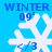 Blue background with white snowflakes and blue text reading WINTER 09' < / 3 in four identical
