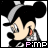 A 4-frame animated contact sheet of a pixelated Mickey Mouse character with gray hat and black ears, showing subtle facial expression changes across frames, each frame containing "F:mp" text at the bottom right.