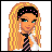 Pixel art buddy icon featuring a cartoon character with long blonde hair and pink headband on left, next to large white text on bright pink background reading "did think that i was up 2 yew?!" with "gonna leave it" in center.