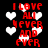 Red pixelated text "I LOVE ALI NEVER AND EVER" repeats across a black background with white heart shapes, some hearts slightly blurred.