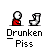 A 5x5 contact sheet of animated frames showing a pixel art icon with two stick figures, one in red and one in white, where the red figure urinates on the white figure's head across sequential frames.