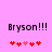 Pixelated text 'Bryson!!!' above five red and pink heart icons on a solid light purple background.
